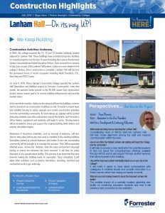 PGCC Lanham Hall Construction Updates Newsletter