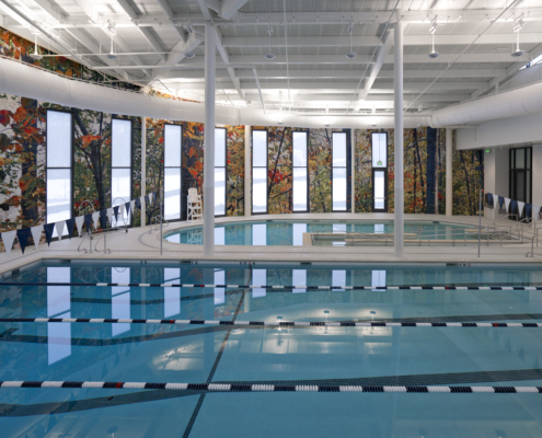 Southern Regional Aquatic Wellness Center Pool multicolored natured mural
