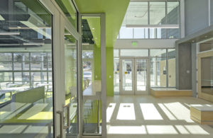 Sterling Community Center lobby facing doors Forrester construction