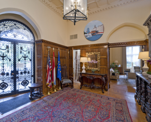 Embassy of Luxembourg lobby with arched door entry way Forrester Construction