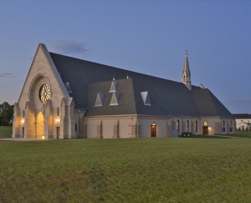 Corpus christi catholic church exterior evening Forrester Construction