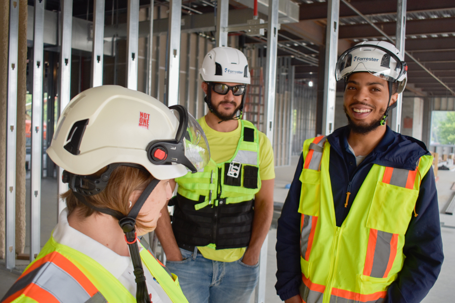 Forrester Construction Catalyst MOB Intern (Shamar Thomas) with Team Members and President Kristin Prudhomme