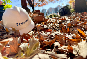 Forrester Construction Hardhat in Fall Leaves Autumn Folliage